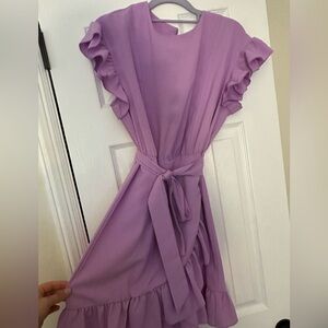 Purple Ruffle Sleeve Dress
